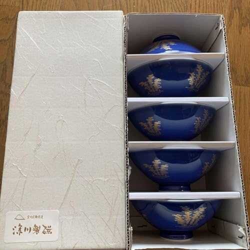 廃番レア品 深川製磁 金プラチナ銀彩 紅葉流水紋 飯茶碗